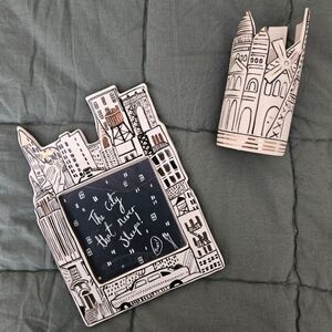 anthropologie cityscape pen cup & picture frame
